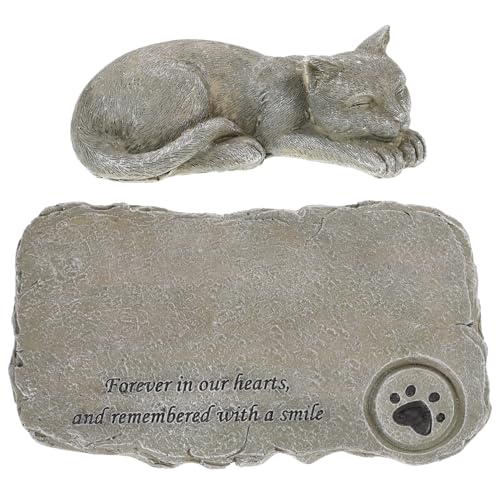 Happyyami Pet Memorial Gedenkstein Für Katzen Wetterfestes Resin Ornament Für Garten Oder Zuhause Tierdenkmal Statue Langlebig Und Verschleißfest Andenken Für Verstorbene Haustiere von Happyyami