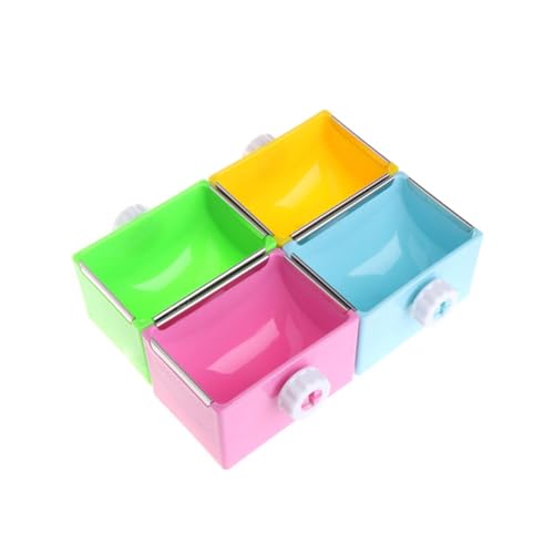 Happyyami Edelstahl Futter Und Wassernapf Für Kaninchen Abnehmbarer Käfig-hängnapf Quadratisch Platzsparend Für Katzen Hunde Und Vögel Mit Bolzenhalter Farbe Zufällig von Happyyami
