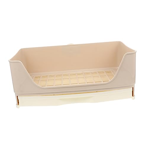 Happyyami Kasten Kaninchentoilette Meerschweinchen Wurf Töpfchen-Zug-Häschen Heu Hamster klo kaninchenklo schubladenteiler Haustiere Haustiertoilette Kaninchen Töpfchen Plastik Beige von Happyyami