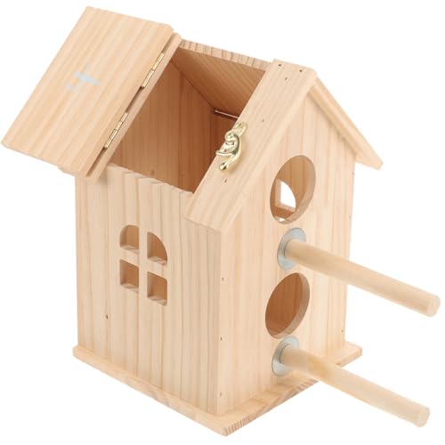 Happyyami Holz Nistkasten Für Sittiche Einfache Montage Geeignet Für Papageien Bietet Natürlichen Brutraum Praktischer Futterkreis Zur Beobachtung Für Garten Und Park von Happyyami
