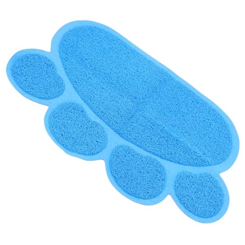 Happyyami Katze Futtermatte Und Katzenstreu Matte Paw-förmige Für Futter Und Katzenklo Blau rutschfest Und Schützend Für Böden von Happyyami