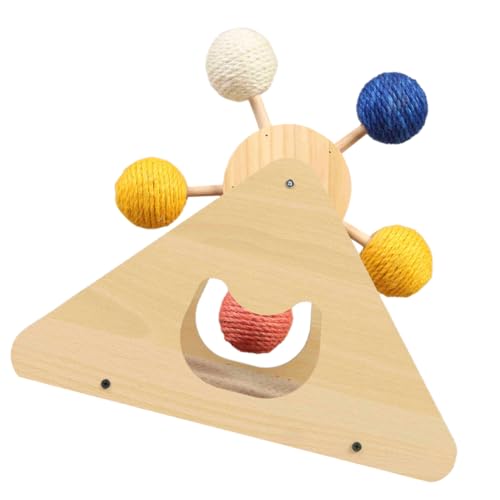 Happyyami Cat Scratching Post Mit Spielball Aus Holz Interaktives Kratzspielzeug Für Katzen Stabil Und Langlebig Für Wohnung Einsamkeit Und Schützt Möbel von Happyyami