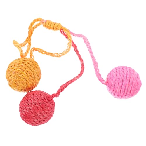 Happyyami Katzenspielzeug Sisalball Interaktives Hängendes Ballspielzeug DREI Farben Für Kätzchen Kratzball Bewegung Und Spiel Spielzeug Für Drinnen Zur Beschäftigung Und Reduzierung von Happyyami