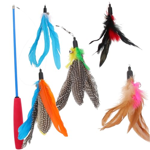 Happyyami 5sätze Cat Indoor Teaser Mit Ersatzköpfen Interaktives Katzenspielzeug Für Drinnen Fördert Das Spielverhalten Bindung Zu Ihrer Katze Inklusive Rotem Griff Und Blauem Stab Happyyami 5sätze Cat Indoor Teaser Mit Ersatzköpfen Interaktives Katzenspielzeug Für Drinnen Fördert Das Spielverhalten Bindung Zu Ihrer Katze Inklusive Rotem Griff Und Blauem Stab von Happyyami