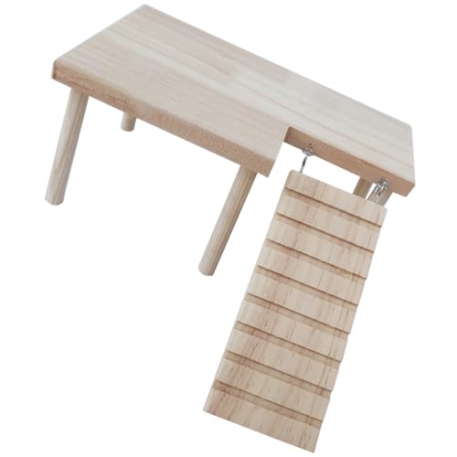 Happyyami Hamsterspielzeug - Rattenspielzeug Aus Holz Rattenzubehör Natürliches Hamsterspielzeug Käfigplattform Mit Leiter von Happyyami