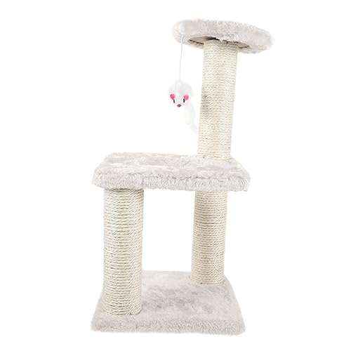 Happyyami Klettergerüst Für Katzen Plattform-kratzbaum Pole Poliermaschine Katzenkratzbrett Zauberstab Unterlage Kätzchenfutter Katzentunnel Katzenpost Beiträge MDF Beige von Happyyami