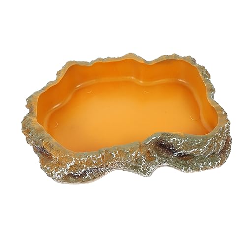 Happyyami Terrarium Wasserschale Für Reptilien Futterschale Für Schildkröten Und Echsen Langlebige Und Sichere Futter Und Wasserschüssel Mit Kreativer Felsenoptik Für Terrarien von Happyyami
