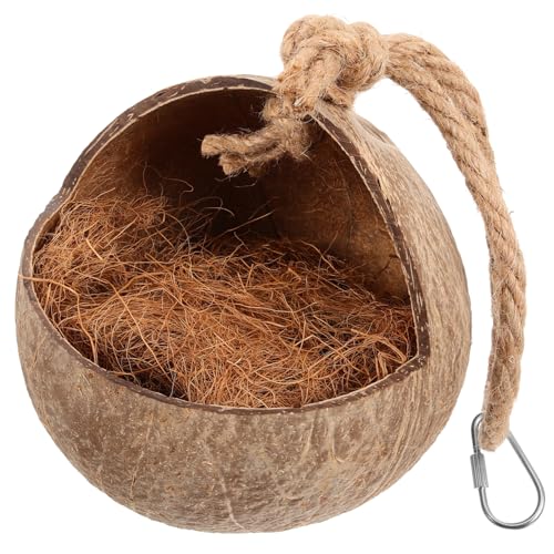 Happyyami Kokosnuss Vogelhaus Für Papageien Und Sittiche Hängendes Vogelnest Aus Langlebiger Kokosnussschale Sicheres Schlafplatzspielzeug Für Kleine Und Mittelgroße Vögel Nistversteck von Happyyami