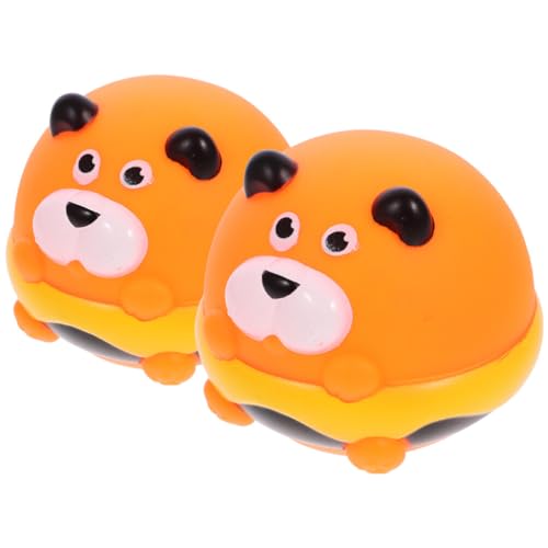 Happyyami Latex-Gummi-Quietschball-Hunde-Apportierspielzeug 2 Stück Latex-Hundespielzeug Ente Quietsch-Quietsch Interaktives Spiel Für Mittelgroße Und Große Hunde Orange von Happyyami