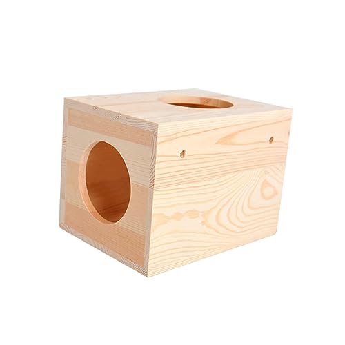 Happyyami Natürlicher Holz-nagerhaus Für Hamster Und Meerschweinchen Langlebiges Sicheres Und Süßes Haustierbett Für Kleine Tiere Für Ruhe Und Bewegung Im Freien von Happyyami
