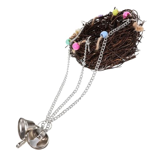 Happyyami Vogel Nest Schaukel Aus Rattan Hängematte Für Papageien Schlafnest Für Nymphensittiche Wellensittiche Robustes Spielzeug Für Vogelkäfige Für Abenteuerspiele Und Entspannung von Happyyami