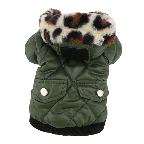 Happyyami Welpen-Hoodie Winterkleidung Hunde-Hoodie Armeekleidung Kapuzenpullover mit Pelzkragen Hundeweste Welpen-Outfits Jacke Kleider Hundevlies Hundemäntel Hündchen Haustier von Happyyami