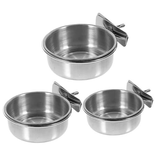 Happyyami 3-teiliges Edelstahl-papageienfutter- Und Wassernapf-Set Vogelfütterungsbecher Chinchilla-futternapf Papageien-trinknäpfe Für Den Käfig von Happyyami