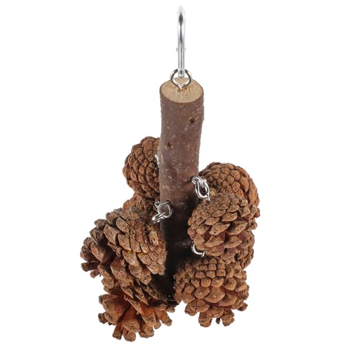 Happyyami Vogelspielzeug Aus Natürlichem Mit Großen Kiefernzapfen Hängendes Kauspielzeug Für Papageien Und Kleine Vögel Dekoration Für Vogelkäfige von Happyyami