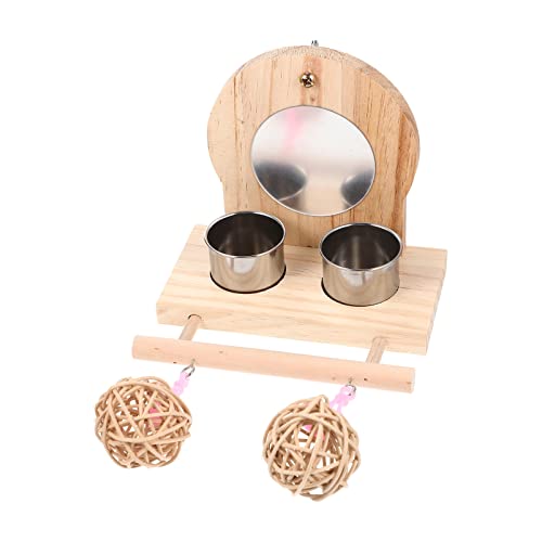 Happyyami Bird Perch Stand Mit Futter Und Wasserstation Parakeet Spielzeug Langlebige Holzstruktur Für Vogelkäfig Für Papageien Und Wellensittiche Gesundheitsfördernd Und Vielseitig von Happyyami