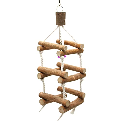 Happyyami Parrot Spielzeug Mit Hängender Treppe Und Schaukel Interaktives Kauspielzeug Für Vögel DREI Für Wellensittiche Und Papageien Fördert Spiel Und Bewegung Zufälliger Stil von Happyyami