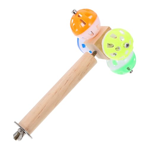 Happyyami Holz Vogel Sitzstange Mit Glocken Robuste Plattform Für Vogelkäfige Naturholz Spielzeug Für Papageien Und Wellensittiche Ergonomisch Und Langlebig Für Aktives Spiel Einfache von Happyyami