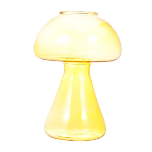 Happyyami Pilzvase Tischvase Hydrokulturbehälter Für Pflanzen Desktop-Ornament Yellow Glas von Happyyami