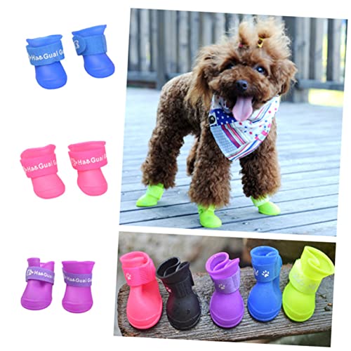 Happyyami Regenstiefel für Hunde Schneestiefel für Haustiere Hundestiefel mittel Gummi-Regenschuhe für Hunde Regenstiefel für Welpen Kleiner Hund wasserdichte Schuhe von Happyyami