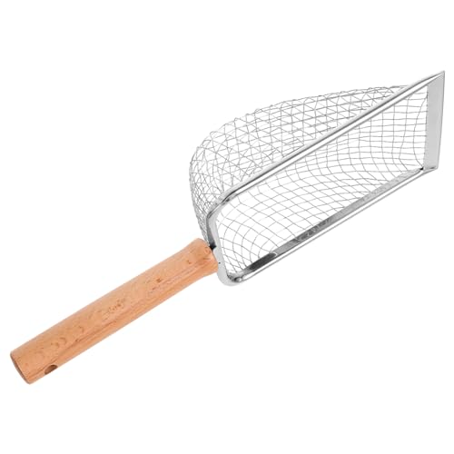 Happyyami Katzenstreu Mesh Sifter Metallschaufel Einfacher Holzgriff Pet Litter Poop Scooper von Happyyami