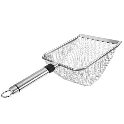 Happyyami Schaufel für Katzenstreu Abfallschaufel mit Halter Katzenklo cat Litter Shovel katzenstreu schippe Schaufel für Haustierstreu Sandsieb Rostfreier Stahl Silver von Happyyami