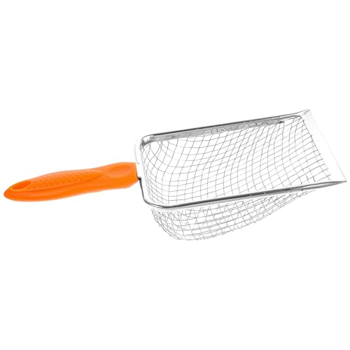 Happyyami Sieb für Haustiere Liner Futterspender Abs Post katzenklo zubehör cat Litter Shovel Reptilienkotschaufeln Reptilienstreuschaufelhalter Siebschaufel Rostfreier Stahl Orange von Happyyami