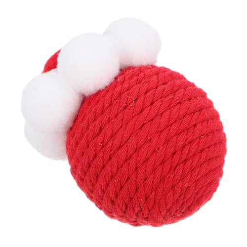 Happyyami Katzenspielzeug Interaktive Sisalball-katzenbälle Mit Geräuschen Selbstunterhaltende Kratzbälle Aus Baumwollseil Rot Für Kätzchen Und Katzen von Happyyami