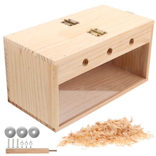 Happyyami Vogelnistkasten - Transparent Quadratisch Vogelhaus Sittichnest Aus Holz Vogelzuchtkasten Vogelspielzeug Für Sittiche Vogelzubehör von Happyyami