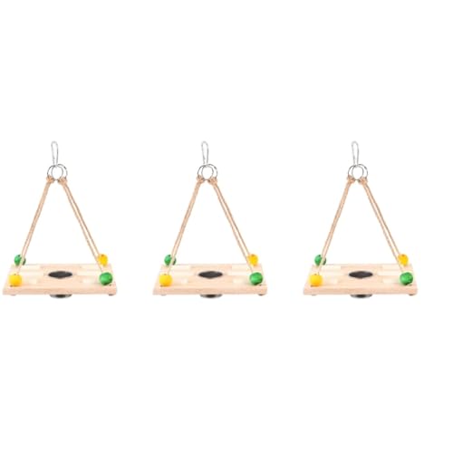 Happyyami 3St Vogelhäuschen aus Holz Vogel hängendes Schaukelspielzeug Vogelhäuschen schaukeln Spielzeuge Vogelhäuschen für draußen Futterbehälter für Papageien Heimtierbedarf für Vögel von Happyyami