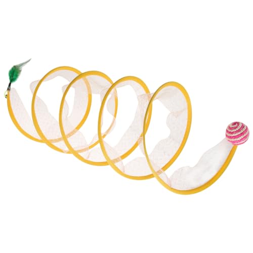 Happyyami Katzenspielzeug Faltbarer Katzentunnel Mit Spielzeugball Und Feder Für Interaktives Spielen Beschäftigung Für Kätzchen Und Katzenliebhaber von Happyyami