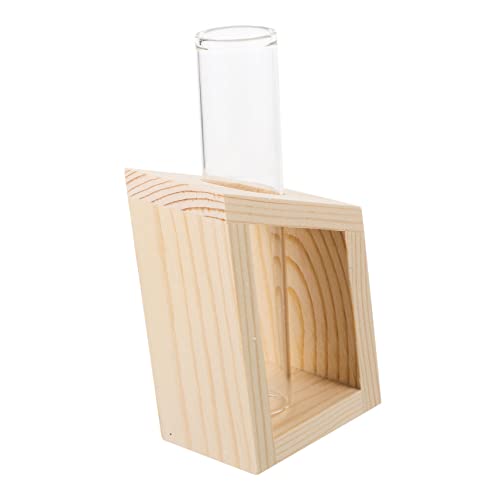 Happyyami Vasenverzierungen Stand Pflanzen Drinnen Wachsend Glasvasen Für Die Dekoration des Bauernhauses Schreibtischvase Aus Glas Tischausbreitungsstation Reagenzglasvase Aus Glas Holz von Happyyami