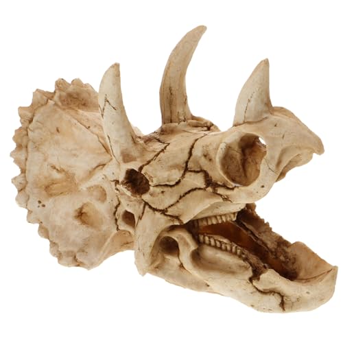 Happyyami Harz Dinosaurier Schädel Versteck Künstliche Hideout Höhle Reptilien Zubehör Dekoration Für Gecko Echsen Aquarium Terrarium Unterschlupf von Happyyami