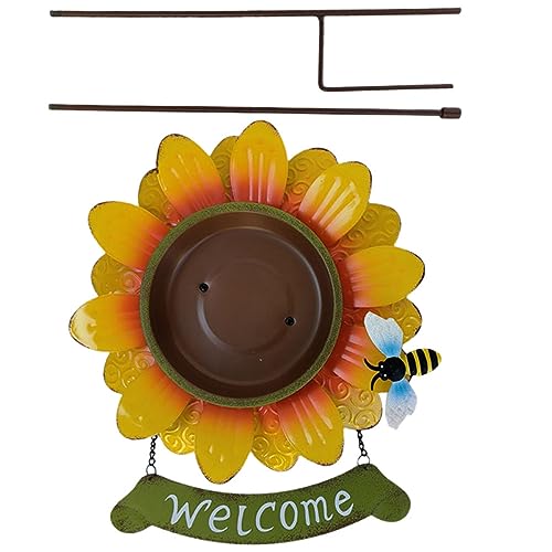 Happyyami Willkommensschild Mit Sonnenblume Außendekoration Vogelfutterstation Für Kleine Vögel Praktisches Futtertablett Für Garten Langlebiges Eisenmaterial Einfach Zu Reinigen von Happyyami