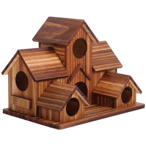 Happyyami Vogelnest-Ornamente Aus Holz Vogelhütte Für Käfig Nest Im Vogelhaus Vogelhäuschen Für Wildvögel Papageienbrutnest Papageienspielplatz Sittich Nest Hölzern Coffee von Happyyami