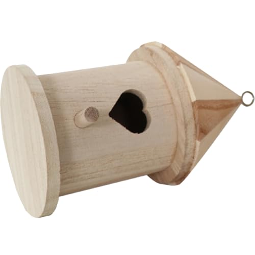 Happyyami Holz Vogelhaus Für Unvollendeter Nistkasten Zum Bemalen Für Wetterfest Für Gartenvögel Und Haustiere Herzfenster Design von Happyyami