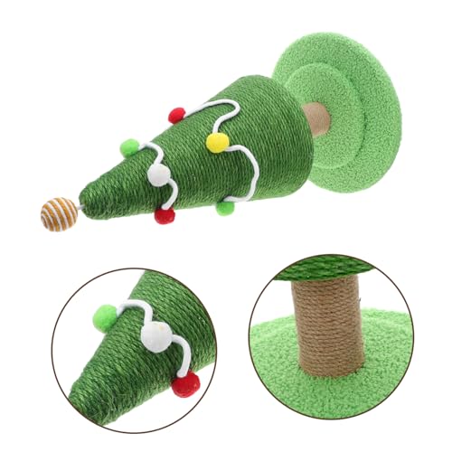 Happyyami Weihnachtlicher Kratzbaum für Katzen Hoch Vertikaler Kratzpfosten aus Natürlichem Sisal Kompakter Weihnachtsbaum Kratzbaum für Krallenpflege und Katzenbeschäftigung von Happyyami