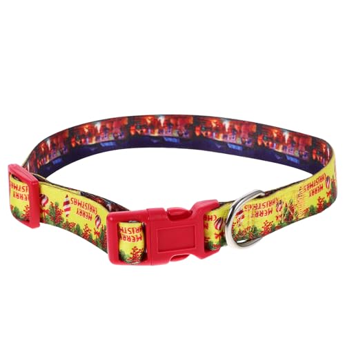 Happyyami Welpe Schnalle hundehalsband dekorativer Kragen ziert Weihnachten hundehalsband Weihnachtshundehalsband Halsband für Hunde Haustierhalsband für den Außenbereich Polyester von Happyyami
