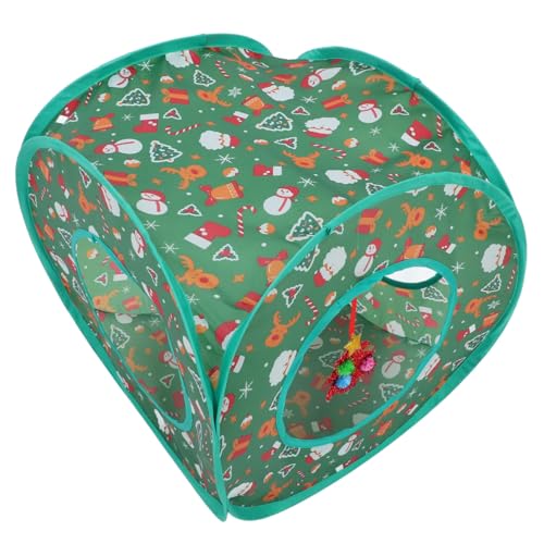 Happyyami Zusammenklappbarer Katzentunnel Kätzchen -Tunnel Kaninchentunnel Für Zimmerkaninchen Katzenspielzeug Katzentunnel Drinnen Kätzchentunnel Für Wohnungskatzen Green Polyester von Happyyami