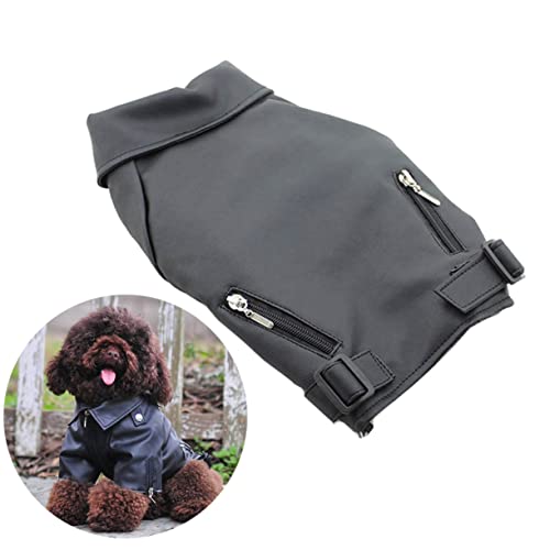 Happyyami Hundeweste Lederjacke Hund Motorradjacke für Hunde Hunde- Lederjacke. Kühljacke für Hunde Kleidung Mäntel Hund wintermantel Welpenjacke mit Reißverschluss Großer Hund von Happyyami