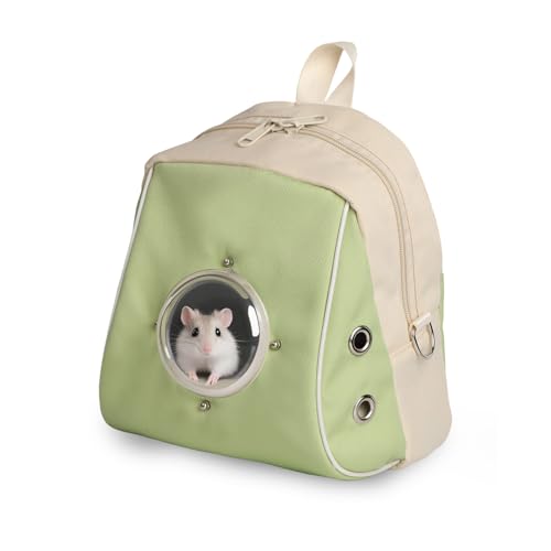 Hamstertrage, geeignet für Zuckergleiter, Ratten, Papageien und andere kleine Haustiere, atmungsaktiver Vogelrucksack mit transparentem Raumschiff (Grün) von HardcorePet