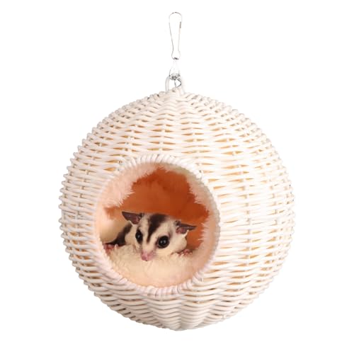 HardcorePet PP-Rattan-Hängematte mit abnehmbarem Baumwollnest, geeignet für Meerschweinchen, Zuckergleiter, Hamster, Papageien in allen Jahreszeiten (Weiß) von HardcorePet