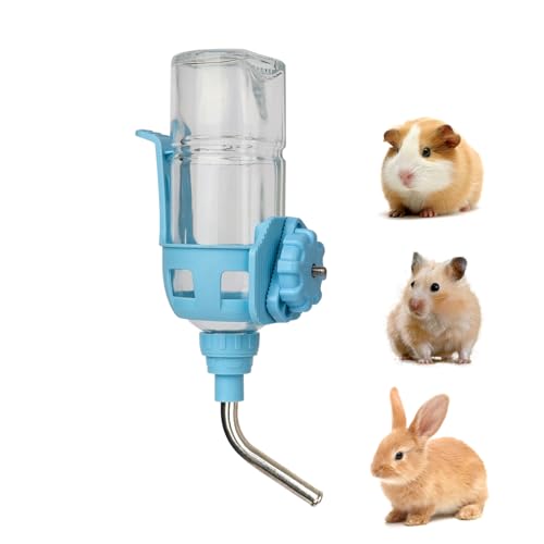 Meerschweinchen-Wasserflasche, Kleintier-Kunststoffschnalle, kein Tropfen, Glas-Wasserspender, geeignet für Hamster, Haustierkaninchen, Ratten, Maus, Totoro, Igel (Blau) von HardcorePet