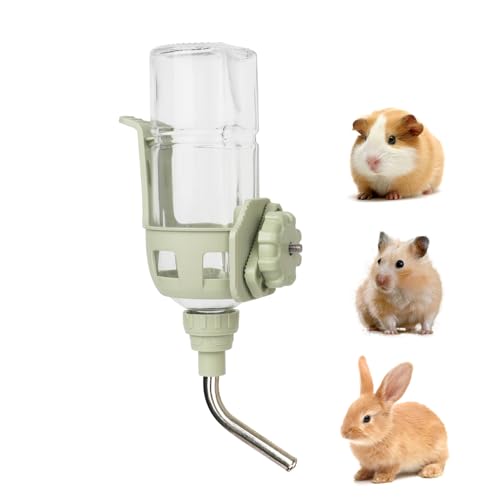 Meerschweinchen-Wasserflasche, Kleintier-Kunststoffschnalle, kein Tropfen, Glas-Wasserspender, geeignet für Hamster, Haustierkaninchen, Ratten, Maus, Totoro, Igel (Grün) von HardcorePet