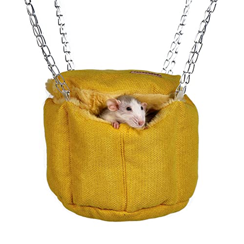 Rattenbett, Zuckergleiter Hängematte, Rattenbett für Käfig, Meerschweinchen Hängekorb Warmes Bett, Zuckergleiterbeutel Hängebett, Kleintiere Abnehmbare Nistmatte für Hamster, Syrischer Hamster (Gelb) von HardcorePet