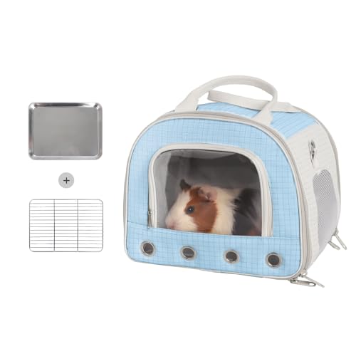 Rucksack für Meerschweinchen, mit transparentem Sichtfenster und auslaufsicherer Ablage, belüftetes Design für Chinchilla/ausgefallene Ratten, tragbar, für Tierarztbesuch/Park, Blau von HardcorePet