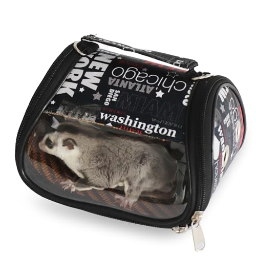 Rucksack für kleine Haustiere, geeignet für Hamster, Vögel und Zuckergleiter – transparenter Vogelrucksack mit Belüftungslöchern, verstellbaren Trägern, abnehmbarem Bambusfutter (schwarz) von HardcorePet