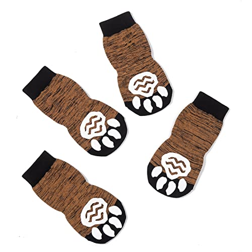 Harfkoko Indoor Anti-Rutsch Socken für Hunde und Katzen - 8 Größen von S bis 5XL für kleine-riesige Tiere - Pfotenschutz und Traktion Dank Silikon-Gel-Schwarz Gelb-4XL von Harfkoko