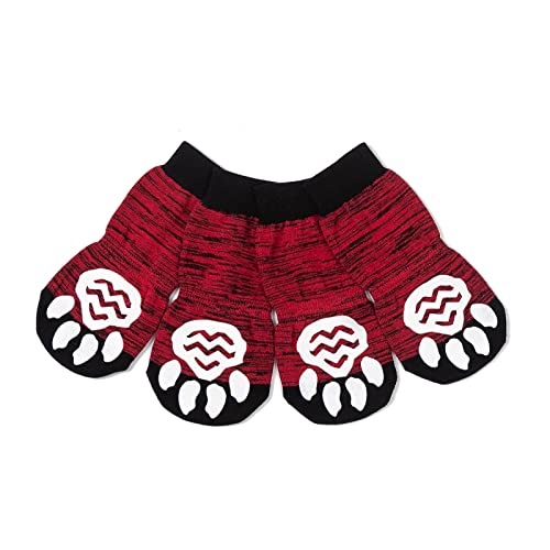 Harfkoko Indoor Anti-Rutsch Socken für Hunde und Katzen - 8 Größen von S bis 5XL für kleine-riesige Tiere - Pfotenschutz und Traktion Dank Silikon-Gel-Schwarz Rot-5XL von Harfkoko