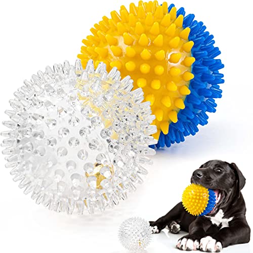 Harhana Quietschende Hundebälle mit Glocke innen, 11,4 cm, 4 Stück, Hundespielzeug, Kichernball für mittelgroße, große und kleine Hunde, Giggle Dog Ball Spielzeug (2 Stück) von Harhana