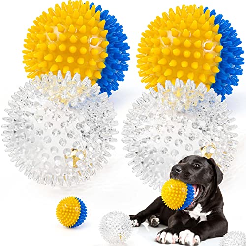 Harhana Quietschende Hundebälle mit Glocke innen, 11,4 cm, 4 Stück, Hundespielzeug, Kichernball für mittelgroße, große und kleine Hunde, Giggle Dog Ball Spielzeug (4 Stück) von Harhana